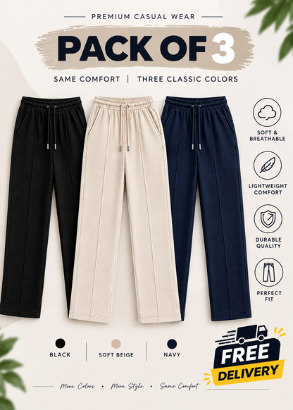 Pack Of 3 With Free Delivery Zevo Apparel Premium Soft Terry Fabric Trousers